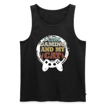 Gaming Cat Gift Idea - Men's Premium Organic Tank Top - black - Front - Michal (187cm)