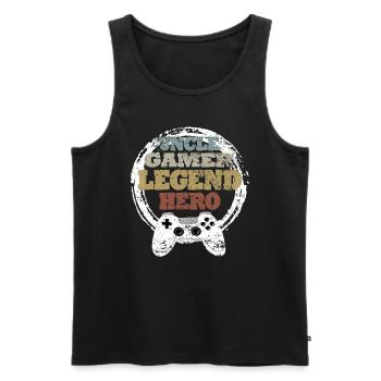 Uncle Gaming Retro Gift Idea - Men's Premium Organic Tank Top - black - Front - Michal (187cm)