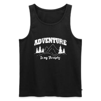 Lustiges Outdoor Outfit für Wanderer - Männer Premium Bio Tank Top - Schwarz - Vorne - Michal (187cm)
