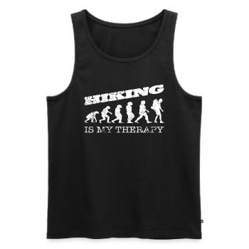 Lustiges Outdoor Outfit für Wanderer - Männer Premium Bio Tank Top - Schwarz - Vorne - Michal (187cm)