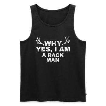 Jäger Jagt.Hirsch Geschenkidee - Männer Premium Bio Tank Top - Schwarz - Vorne - Michal (187cm)