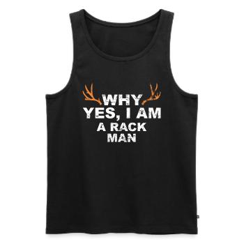Jäger Jagt.Hirsch Geschenkidee - Männer Premium Bio Tank Top - Schwarz - Vorne - Michal (187cm)