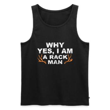 Hunter Jagt.Hirsch Gift Idea - Men's Premium Organic Tank Top - black - Front - AI Model Male 178 light (178cm)