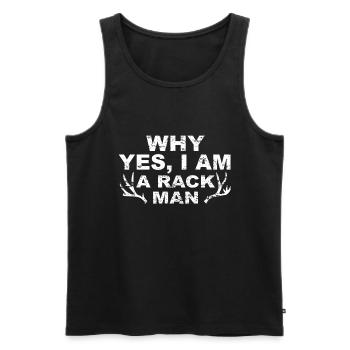 Hunter Jagt.Hirsch Gift Idea - Men's Premium Organic Tank Top - black - Front - AI Model Male 178 light (178cm)