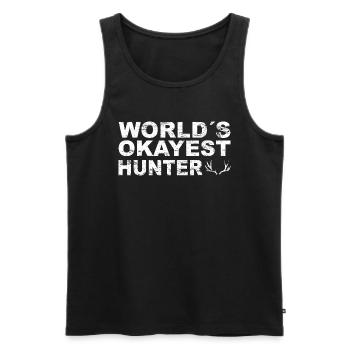Hunter Jagt.Hirsch Idée cadeau - Débardeur bio Premium Homme - noir - Devant - AI Model Male 178 light (178cm)