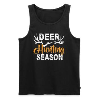 Hunter Jagt.Hirsch Idée cadeau - Débardeur bio Premium Homme - noir - Devant - AI Model Male 178 light (178cm)