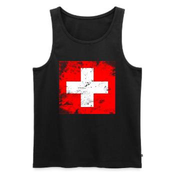 1.August Schweiz Geschenkidee T-Shirt - Männer Premium Bio Tank Top - Schwarz - Vorne - AI Model Male 178 light (178cm)
