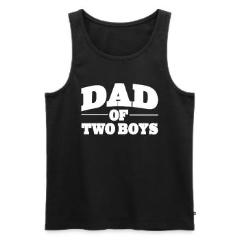 Papa Papa papa de deux garçons pour la fête des pères - Débardeur bio Premium Homme - noir - Devant - Michal (187cm)