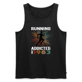 Running Vintage Running Addicted runner jogger 1983 - Débardeur bio Premium Homme - noir - Devant - Michal (187cm)