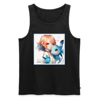 Anime Girl Japanischer ästhetischer Anime Geschenk - Männer Premium Bio Tank Top - Schwarz - Vorne - Michal (187cm)