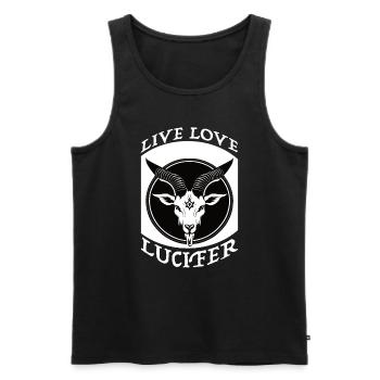 Occult Demon Lucifer goat gift idea - Men's Premium Organic Tank Top - black - Front - AI Model Male 178 light (178cm)