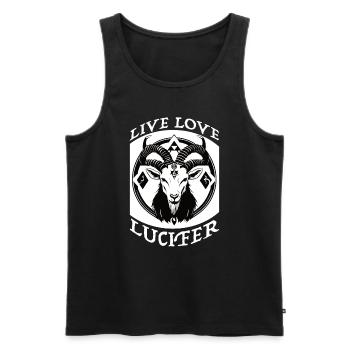 Occult Demon Lucifer goat gift idea - Men's Premium Organic Tank Top - black - Front - AI Model Male 178 light (178cm)