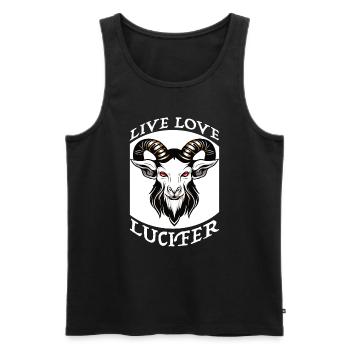 Occult Demon Lucifer goat gift idea - Men's Premium Organic Tank Top - black - Front - AI Model Male 178 light (178cm)