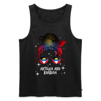 Antigua and Barbuda - Men's Premium Organic Tank Top - black - Front - AI Model Male 178 light (178cm)