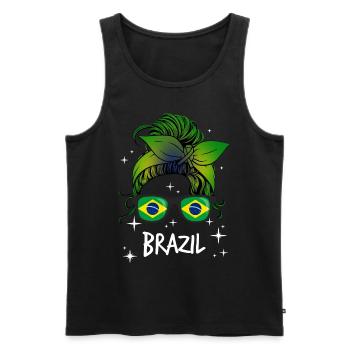 Brazil - Men's Premium Organic Tank Top - black - Front - Michal (187cm)