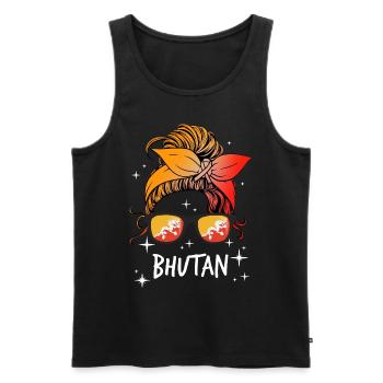 Bhutan - Men's Premium Organic Tank Top - black - Front - AI Model Male 178 light (178cm)