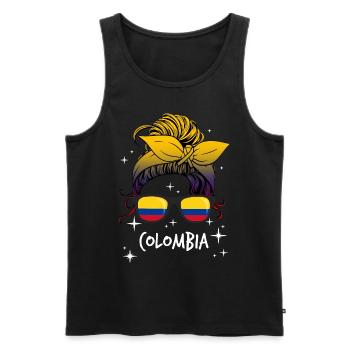 Colombia - Men's Premium Organic Tank Top - black - Front - Michal (187cm)