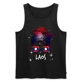 Laos - Men's Premium Organic Tank Top - black - Front - AI Model Male 178 light (178cm)