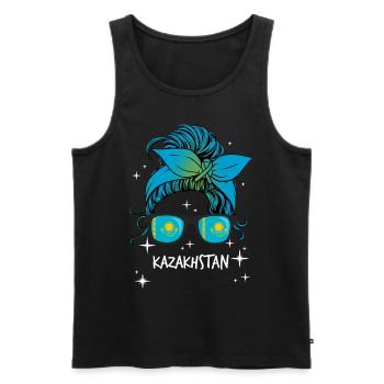 Kazakhstan - Débardeur bio Premium Homme - noir - Devant - AI Model Male 178 light (178cm)