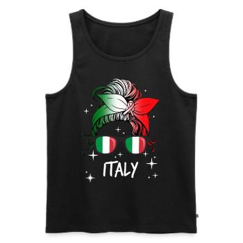 Italie - Débardeur bio Premium Homme - noir - Devant - AI Model Male 178 light (178cm)