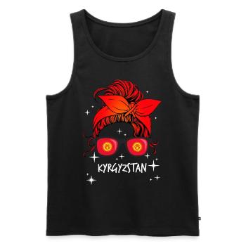 Kyrgyzstan - Men's Premium Organic Tank Top - black - Front - Michal (187cm)