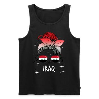 Iraq - Men's Premium Organic Tank Top - black - Front - AI Model Male 178 light (178cm)