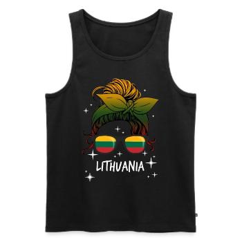 Lithuania - Men's Premium Organic Tank Top - black - Front - AI Model Male 178 light (178cm)