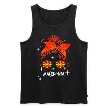 Macédoine - Débardeur bio Premium Homme - noir - Devant - AI Model Male 178 light (178cm)