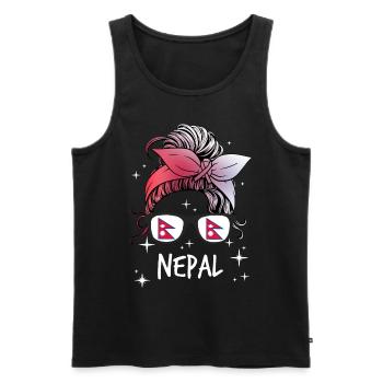 Nepal - Männer Premium Bio Tank Top - Schwarz - Vorne - AI Model Male 178 light (178cm)