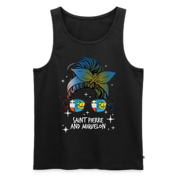 Saint Pierre and Miquelon - Men's Premium Organic Tank Top - black - Front - AI Model Male 178 light (178cm)