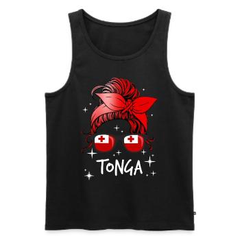 Tonga - Débardeur bio Premium Homme - noir - Devant - AI Model Male 178 light (178cm)