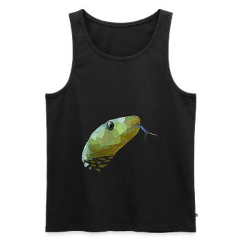 Serpent géométrique Low Poly - Débardeur bio Premium Homme - noir - Devant - AI Model Male 178 light (178cm)