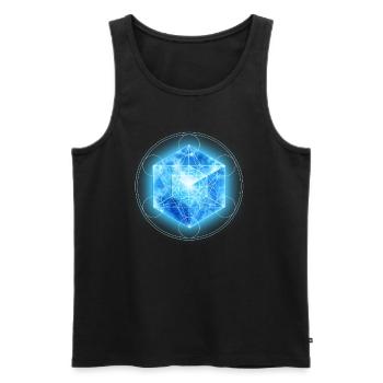 Metatrons Cube with TESSERACT, Hypercube 4D, - Men's Premium Organic Tank Top - black - Front - AI Model Male 178 light (178cm)