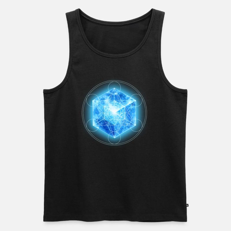 Metatrons Würfel mit Tesseract, 4D Hypercube, - Männer Premium Bio Tank Top - Schwarz