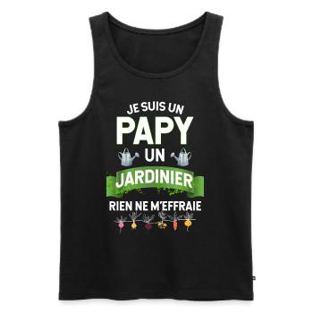 Papy Son Jardin C'est Le Meilleur Humour Jardinier - Débardeur bio Premium Homme - noir - Devant - Michal (187cm)