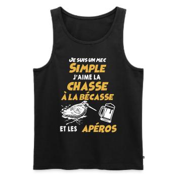 La Chasse la Bécasse Et L'Apéro Humour Chasseyr - Débardeur bio Premium Homme - noir - Devant - Michal (187cm)