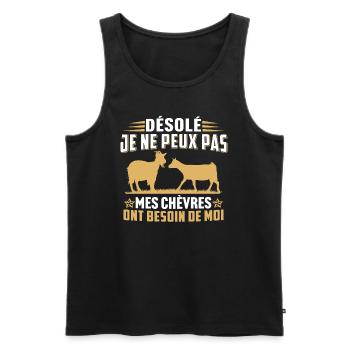 Mes chèvres ont besoin de moi - Débardeur bio Premium Homme - noir - Devant - Michal (187cm)