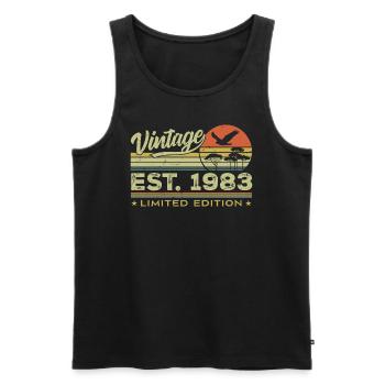 Jahrgang 1983 Genial seit 1983 Geschenk 1983 Retro - Männer Premium Bio Tank Top - Schwarz - Vorne - AI Model Male 178 light (178cm)