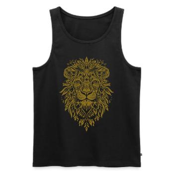 Mandala Visage de Lion - Débardeur bio Premium Homme - noir - Devant - AI Model Male 178 light (178cm)