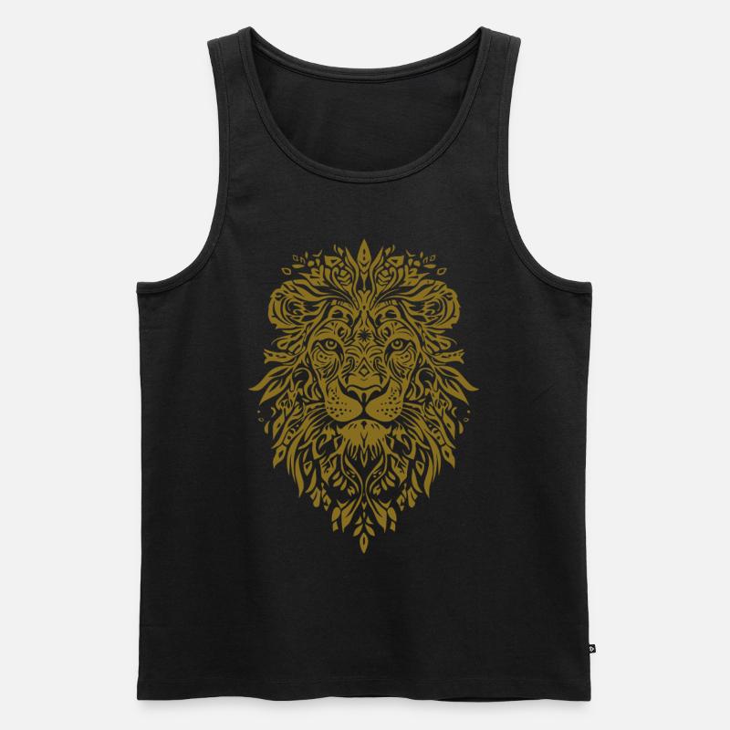 Löwe Gesicht Mandala - Männer Premium Bio Tank Top - Schwarz