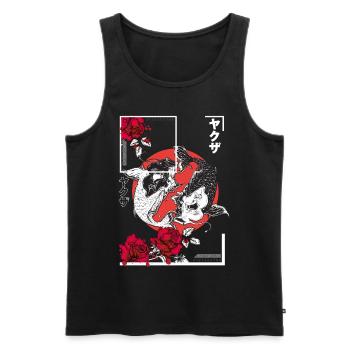 Poisson koi de style art japonais - Débardeur bio Premium Homme - noir - Devant - AI Model Male 178 light (178cm)