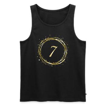 7 - Men's Premium Organic Tank Top - black - Front - Michal (187cm)