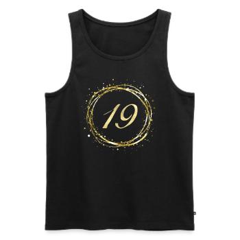 19 - Men's Premium Organic Tank Top - black - Front - Michal (187cm)