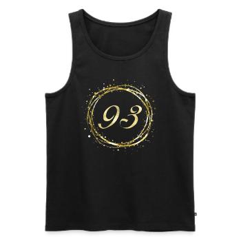 93 - Men's Premium Organic Tank Top - black - Front - AI Model Male 178 light (178cm)