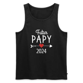 Futur Papy 2024 Cadeau Bientôt Papi - Débardeur bio Premium Homme - noir - Devant - Michal (187cm)