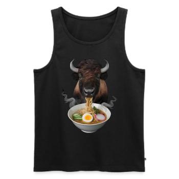 Bison Ramen - Männer Premium Bio Tank Top - Schwarz - Vorne - Michal (187cm)