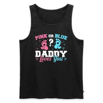 Pink Or Blue Daddy Loves You - Funny Gender reveal - Débardeur bio Premium Homme - noir - Devant - AI Model Male 178 light (178cm)
