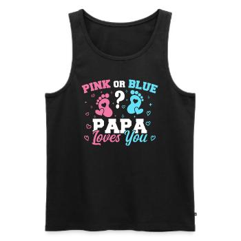 Pink Or Blue Papa Loves You - Gender reveal Papa - Débardeur bio Premium Homme - noir - Devant - AI Model Male 178 light (178cm)