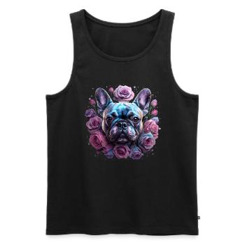 Tête de bouledogue français - Débardeur bio Premium Homme - noir - Devant - AI Model Male 178 light (178cm)