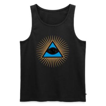 All seeing eye, ancient mystery school symbol, - Men's Premium Organic Tank Top - black - Front - AI Model Male 178 light (178cm)